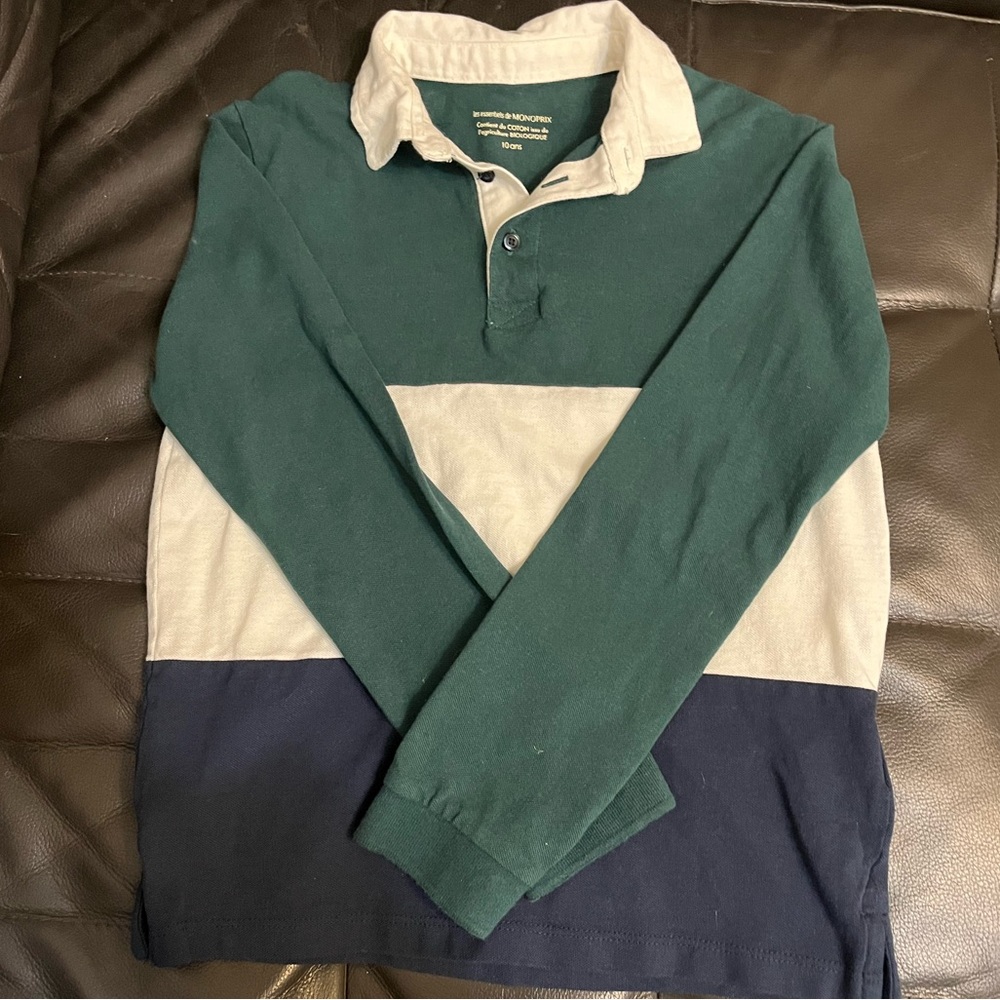 Boys size 10, organic cotton polo shirt by Les essentials de MONOPRIX